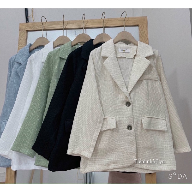 Áo blazer nữ dài tay chất dạ tweed nhiều màu