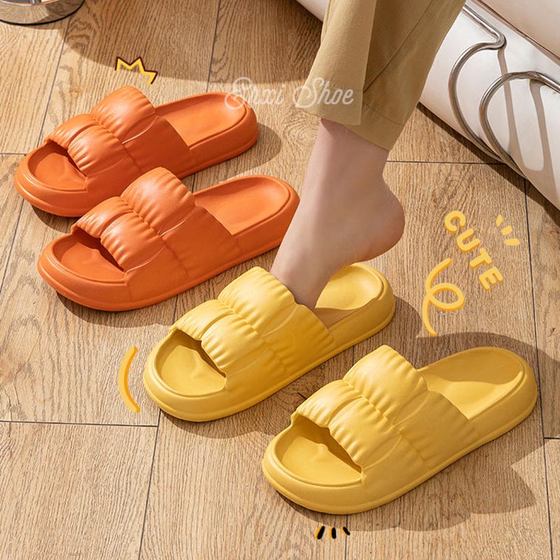 Oeggeo Dép Đế Bằng Kết Cấu Xếp Li Dành Cho Nam Nữ Mang Trong Nhà