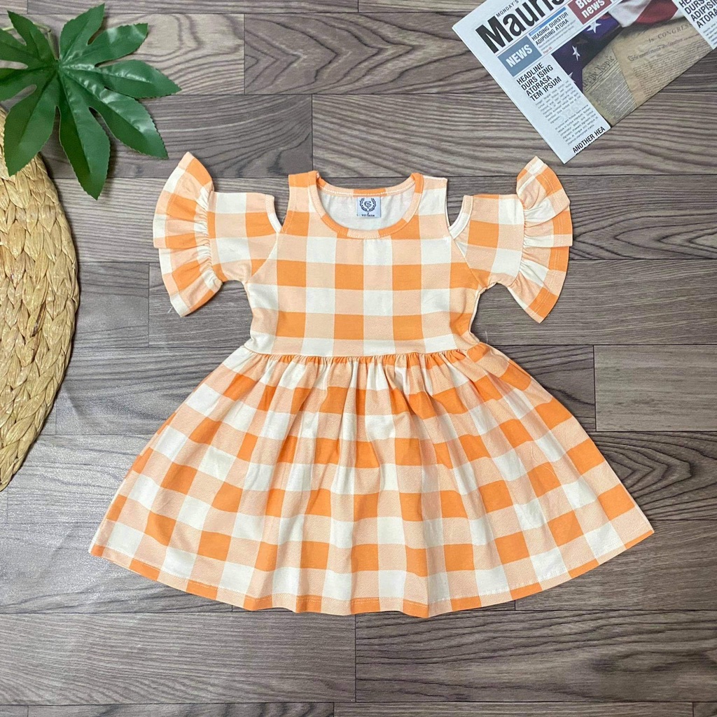 CHỌN MẪU link 2- Váy đầm cho bé kiểu rớt vai tay xẻ, váy cộc tay cotton xuất dư, thun lạnh mềm mát đồ bộ bé gái shop NEM