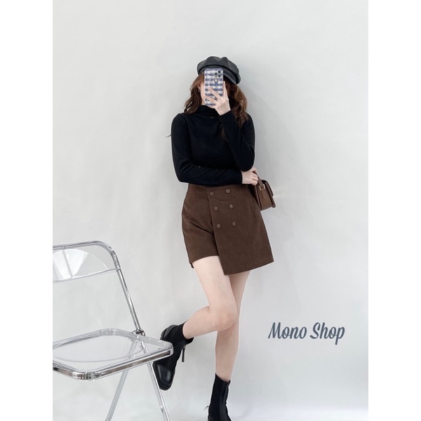 Quần giả váy nhung gân đắp sáu nút chất đẹp Ảnh thật/ sẵn