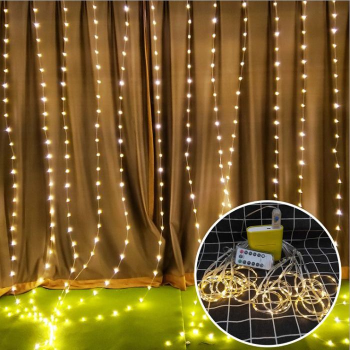 Đèn Rèm Led Nháy Hạt Mưa 3x2m/3x3m, Đèn Nháy Phòng Ngủ, Ban Công, Sân Vườn