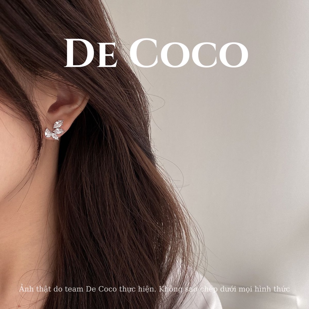 Khuyên tai nữ DECOCO ACC Mila cỏ 4 lá đính đá