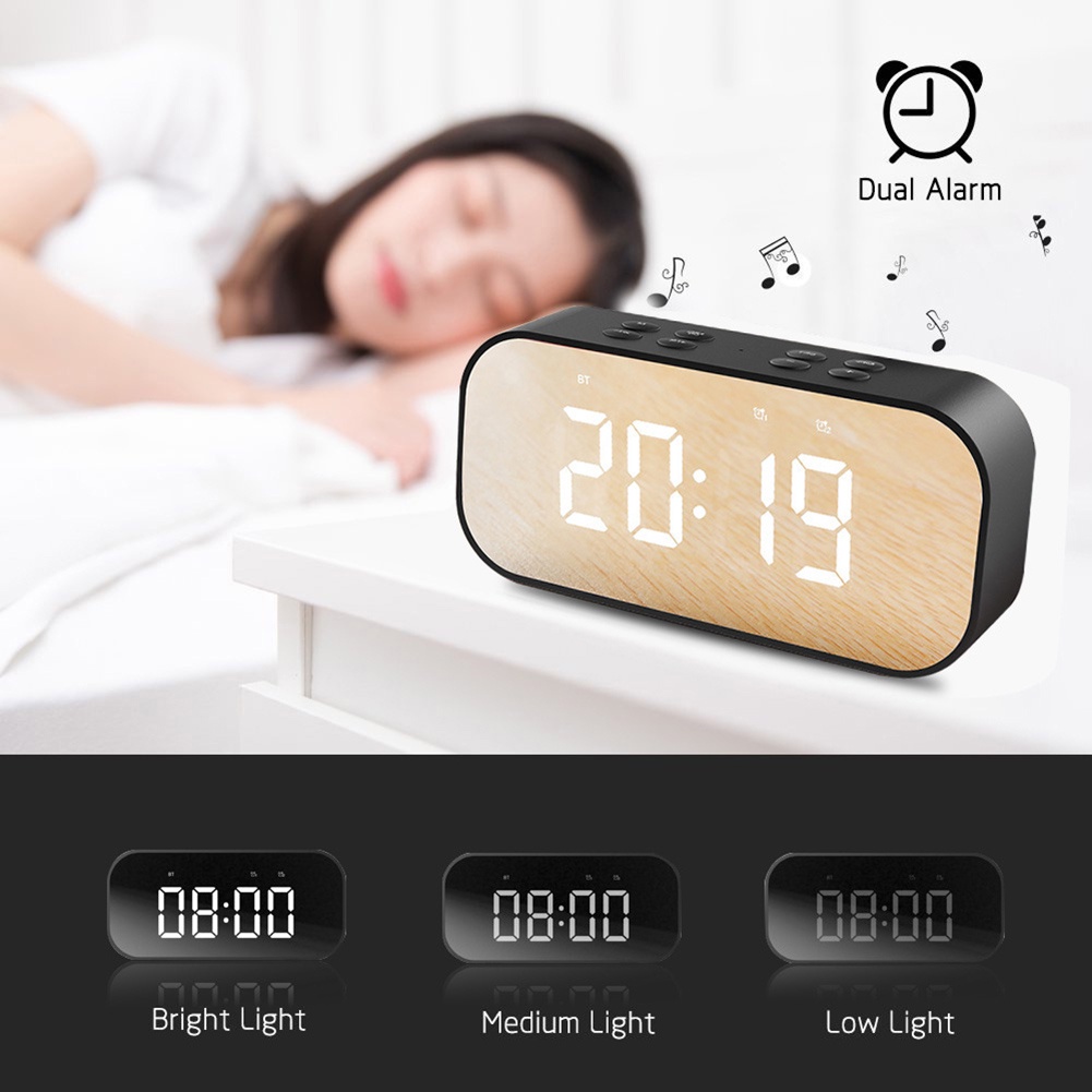 Loa Bluetooth Không Dây Mini BT501 Có Đèn LED Hiển Thị Đồng Hồ Báo Thức