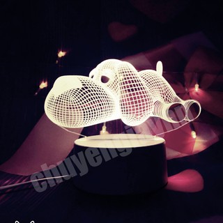 Đèn ngủ 3D CHÓ CON, đèn trang trí, quà tặng sinh nhật, quà tặng tình yêu
