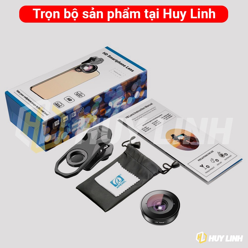 Bộ ống kính, lens chụp ảnh apexel dành cho mọi loại điện thoại,len góc siêu rộng 170 độ,chất lượng ảnh 4K