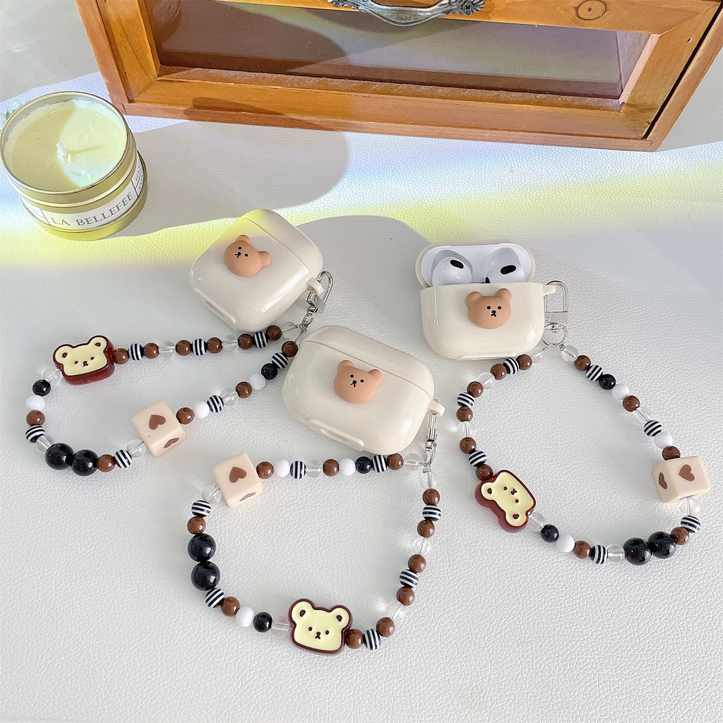 Vỏ Bảo Vệ Hộp Sạc Tai Nghe Bluetooth Không Dây airpods3/pro/ airpods1/2 Họa Tiết Chú Gấu Dễ Thương DIY