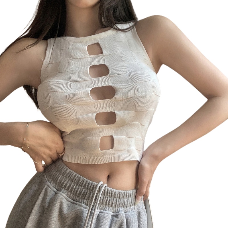 Áo Dệt Kim Sát Nách Khoét Lỗ Thời Trang Mùa Hè Cho Nữ