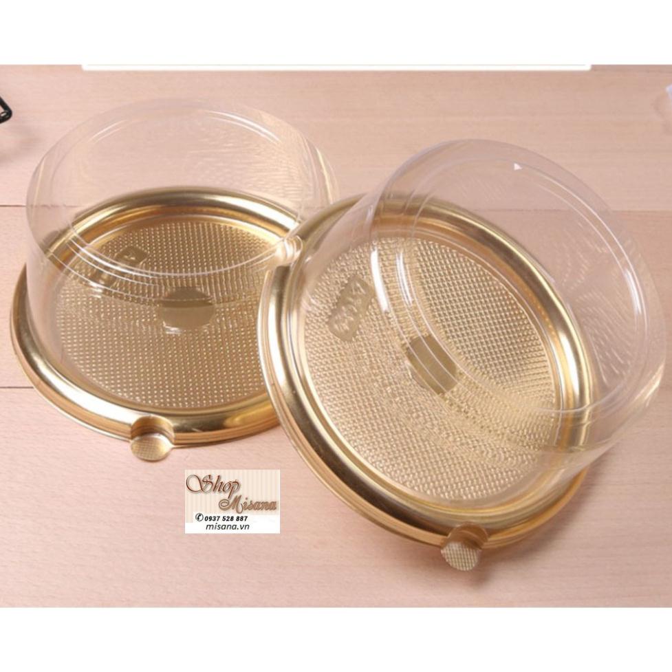 Bộ 20 hộp nhựa tròn đế vàng A1680 kích thước 16x16x8cm