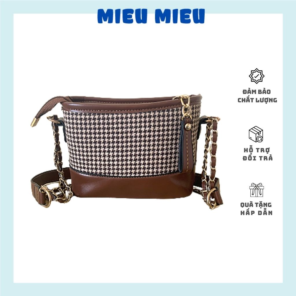 Túi xách nữ đẹp túi kẹp nách hoạ tiết vân thêu caro phong cách cổ điển B1032
