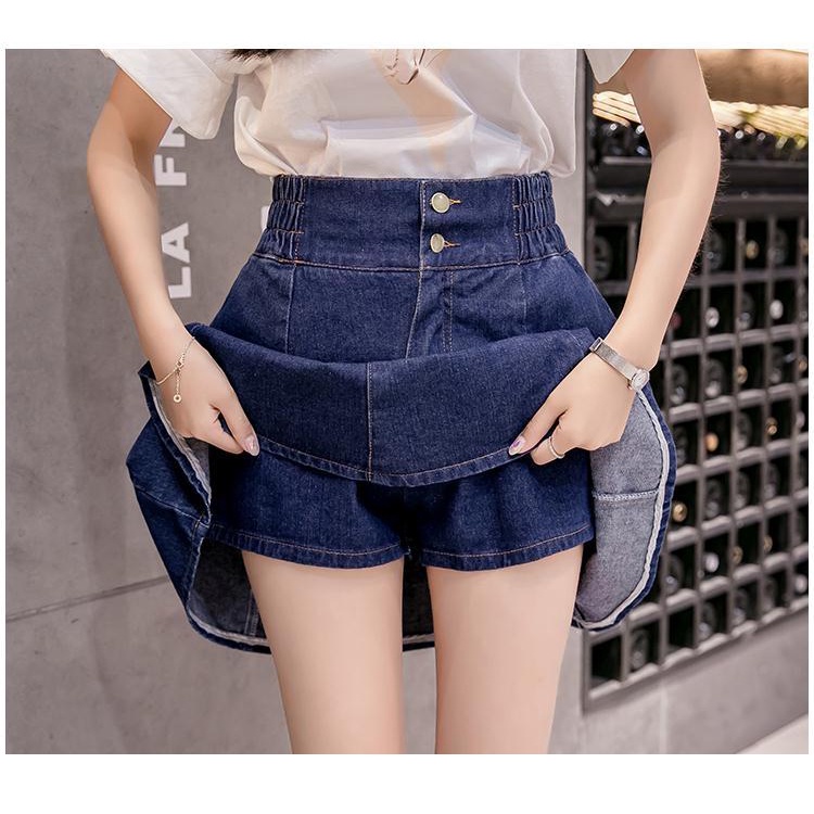 Chân Váy Denim Chữ A Lưng Cao Thời Trang Dành Cho Nữ