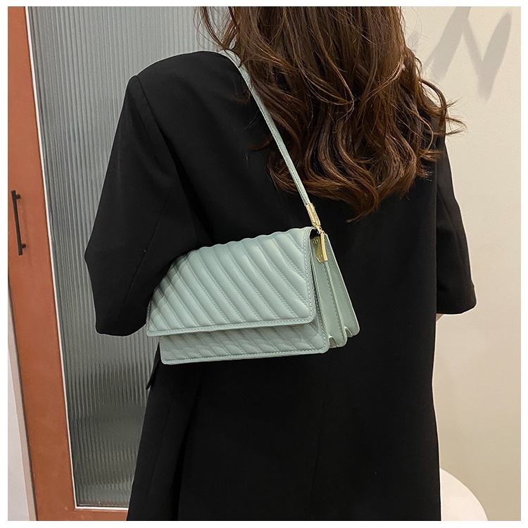 Túi Đeo JASMIN NOIR Vai Nắp Gập Họa Tiết Kẻ Sọc Đơn Giản Thời Trang Cho Nữ