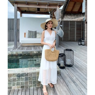 [HÀNG SẴN] ĐẦM MAXI VERITY ĐAN DÂY LƯNG 2 MÀU SANG CHẢNH
