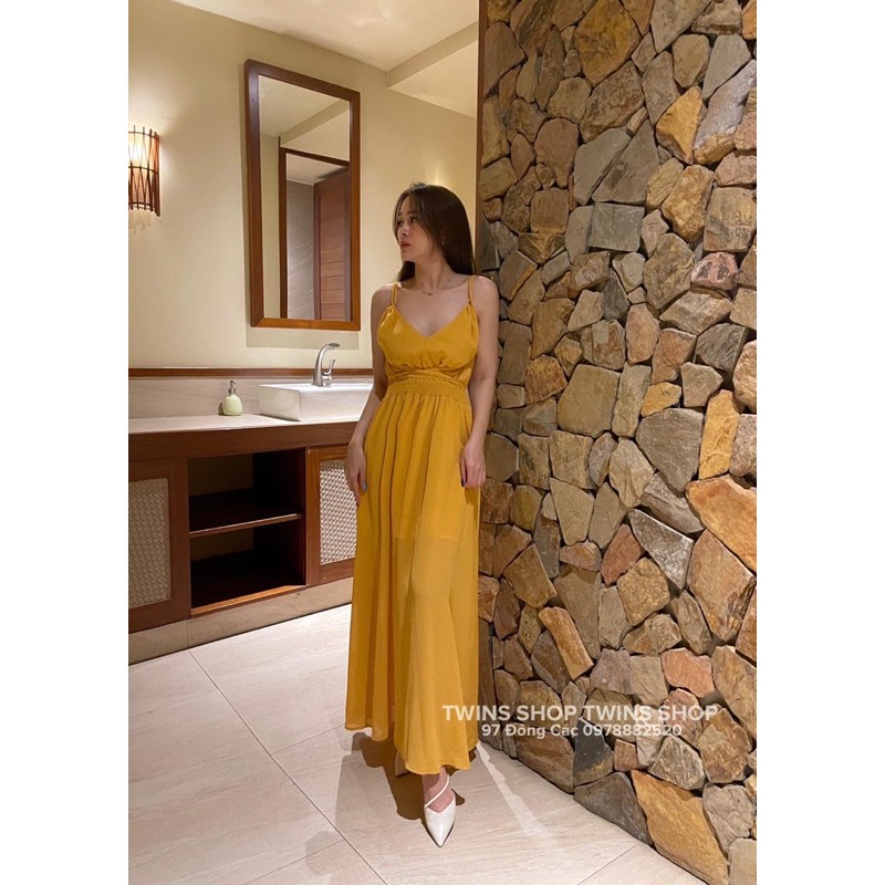 váy maxi hở lưng dây eo 1281