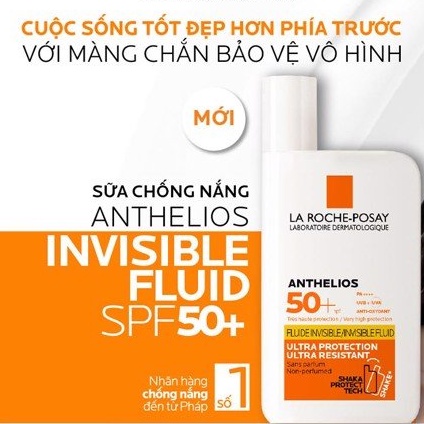 Kem Chống Nắng Dạng Sữa Bảo Vệ Da, Ngăn Ngừa Thâm Nám La Roche-Posay Anthelios UVMune 400 Invisible Fluid SPF50+ 50ml