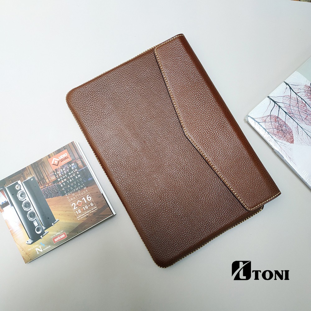 Bao Da Thật 100% Hiệu Toni Cho Macbook Đủ Dòng - Nâu _bán lỗ xả