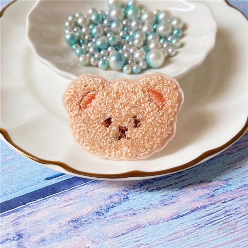 ☸ Sticker Ủi Thêu Hình Đầu Gấu Dễ Thương ☸ 1 Cái Tự May Thêu Trên Sắt Trên Huy Hiệu Miếng Vá