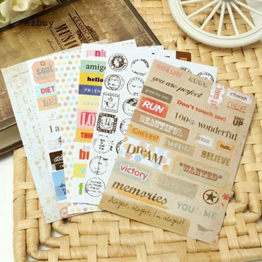 Bộ 6 tờ sticker dán trang trí phong cách cổ điển