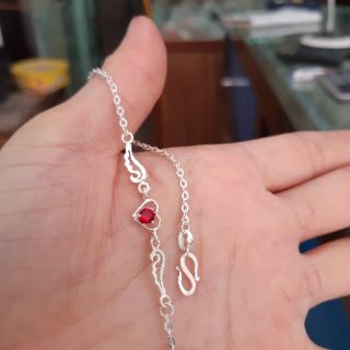 Lắc chân bạc hình trái tim