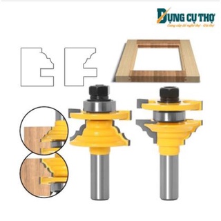 Bộ 2 mũi ghép mộng tủ bếp, cánh huỳnh dấu ngã có đường chỉ ở giữa