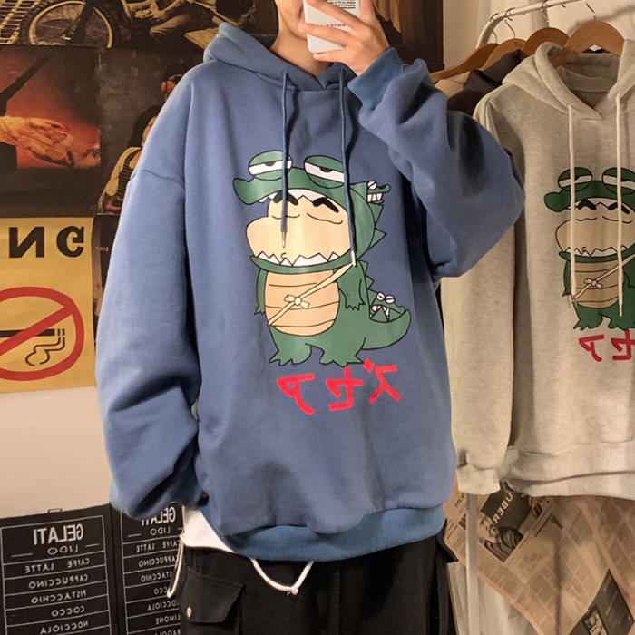 Áo sweater hoodie in hình khủng long dáng rộng nhiều màu cho nam | BigBuy360 - bigbuy360.vn