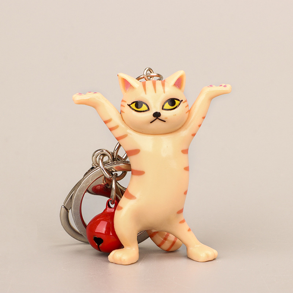 FORBETTER Kids Dancing Cat Keychain Women Bag Pendant Cartoon  Keyring Birthday Gift 5 Colors Ornament Funny Design Girls Cartoon Cat Attractive Kitten/Multicolor