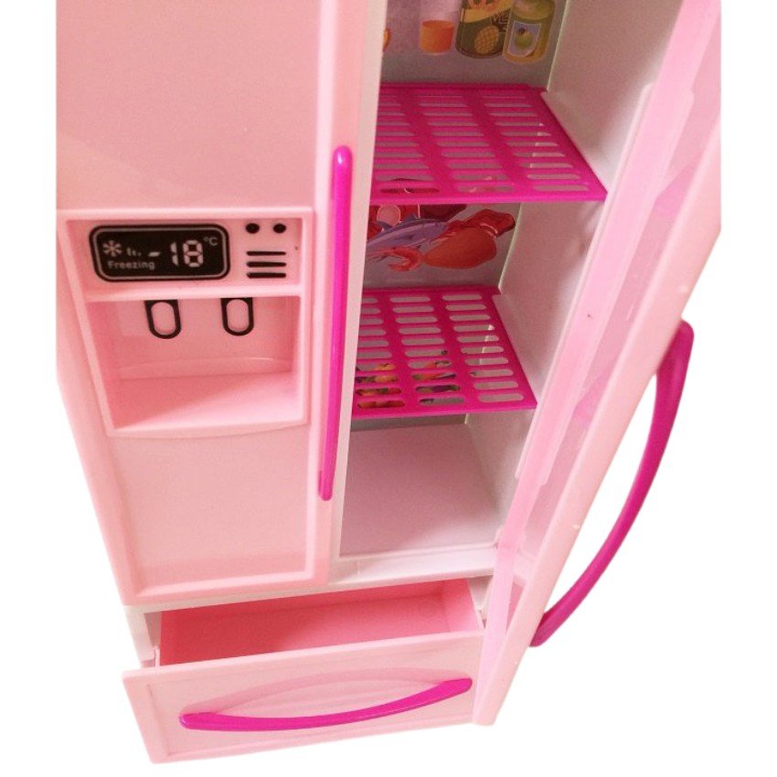 Đồ Chơi Tủ Lạnh Hello Kitty Màu Hồng Có 2 Ngăn, Màu Hồng Nổi Bật, Có Tiếng Nấu Ăn, Cho Bé Chơi Đồ Hàng