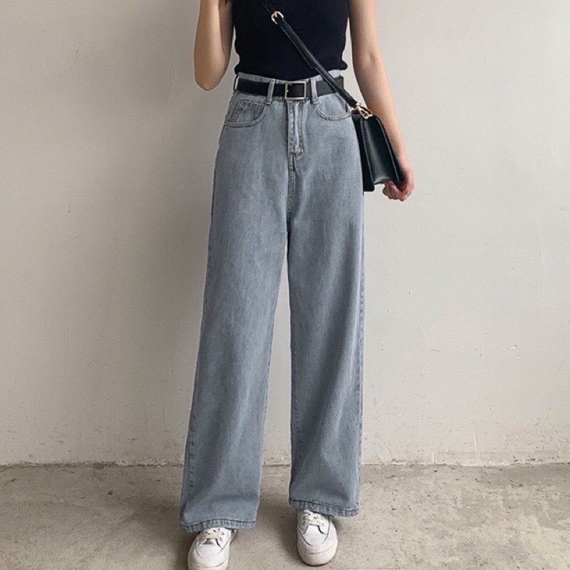 Quần Baggy Jean Nữ Lưng Cao Trơn 3 Màu Size Đại 40kg Đến 80kg Quần Baggy Bigsize Hàng VNXK MS105 | BigBuy360 - bigbuy360.vn