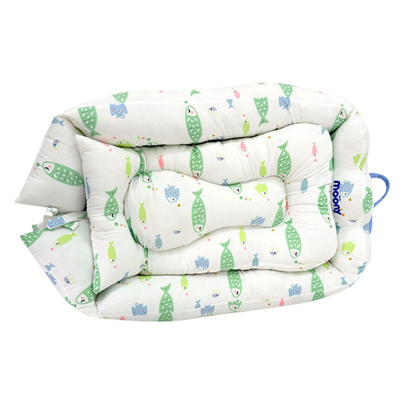 Gift đệm nôi màu xanh nhạt