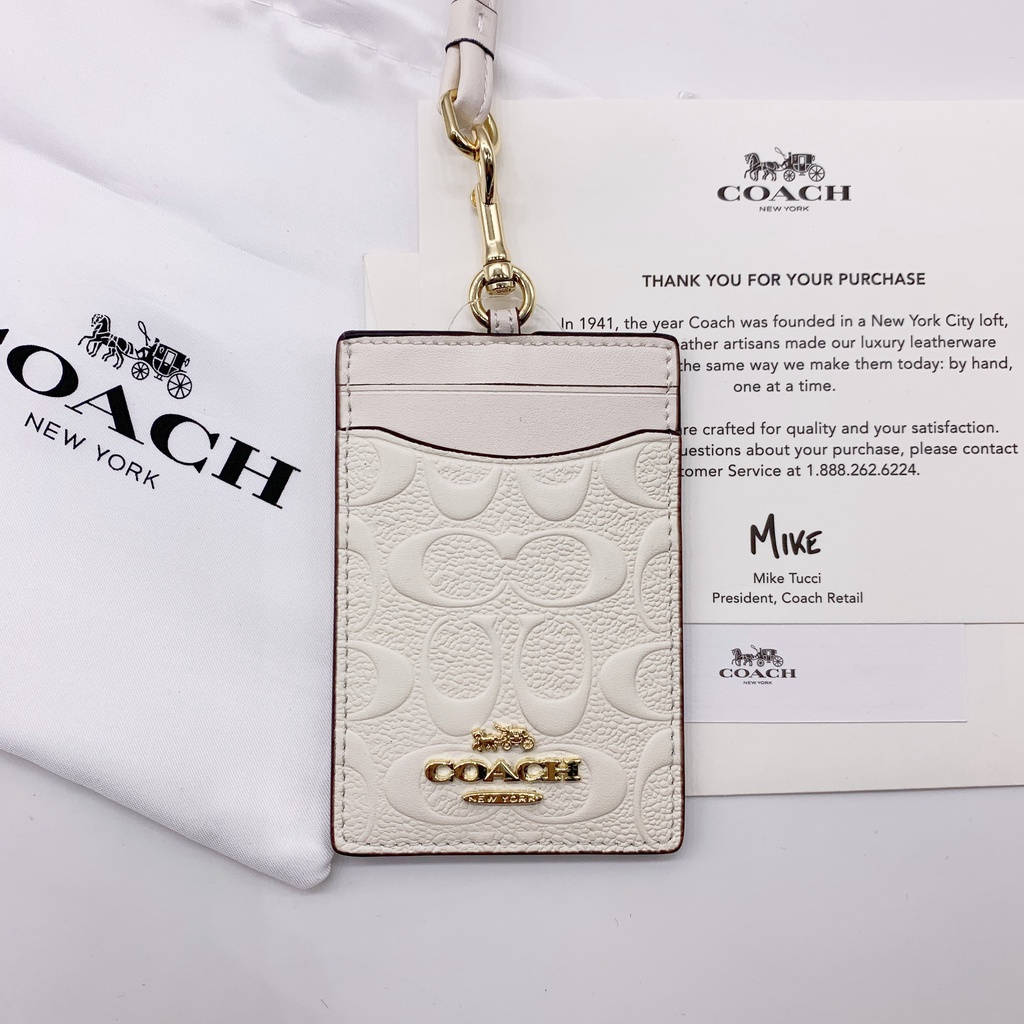 Giá đỡ thẻ COACH ❥ ❈ Logo kim loại Dây buộc làm việc ID đích thực