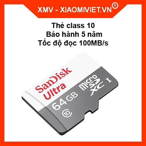 Thẻ nhớ Sandisk 64GB (Thẻ xám) - Dòng thẻ Mirco SD Class 10 - Bảo hành 5 năm - Hàng chính hãng