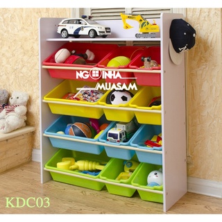 Kệ Đồ Chơi Gỗ khung sắt KDC03 nhiều màu 100x28,5x102 cm