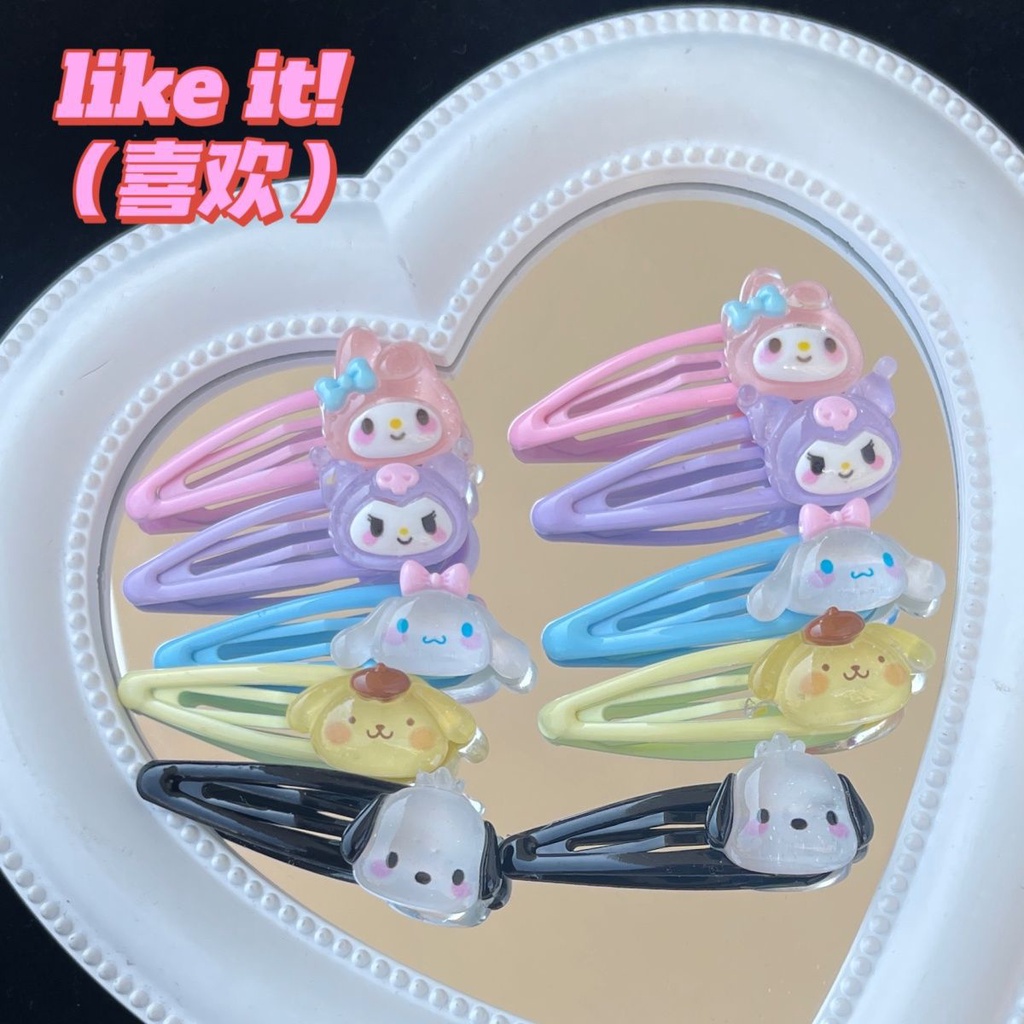 SANRIO Kẹp Tóc Hai Lớp Trong Suốt Họa Tiết Kuromi Bangs