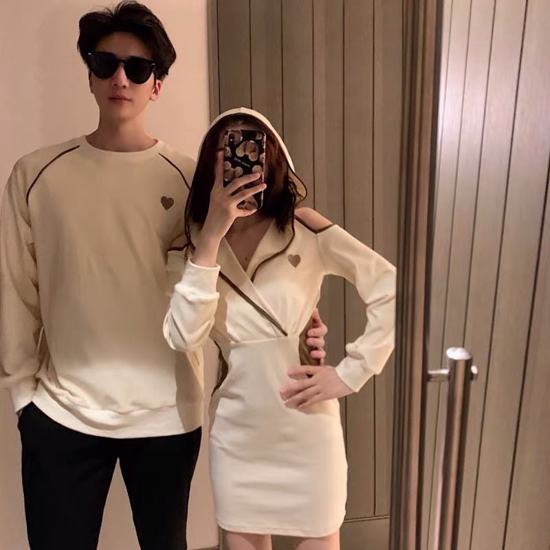 Đồ đôi nam và nữ mùa thu-đông váy ôm kết hợp áo dài tay cho nam