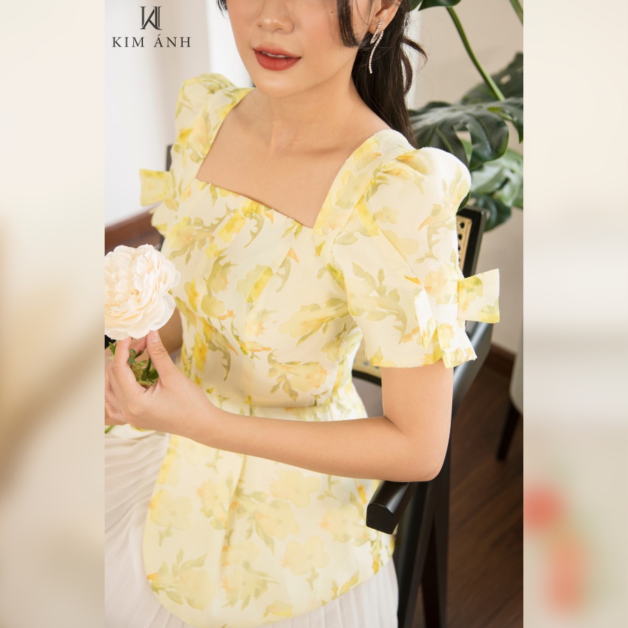 Áo Kiểu Thiết Kế Nữ, Áo Sơ Mi Nữ Công Sở Kim Ánh Maris Top Trẻ trung, Thanh Lịch,  AKSX37003