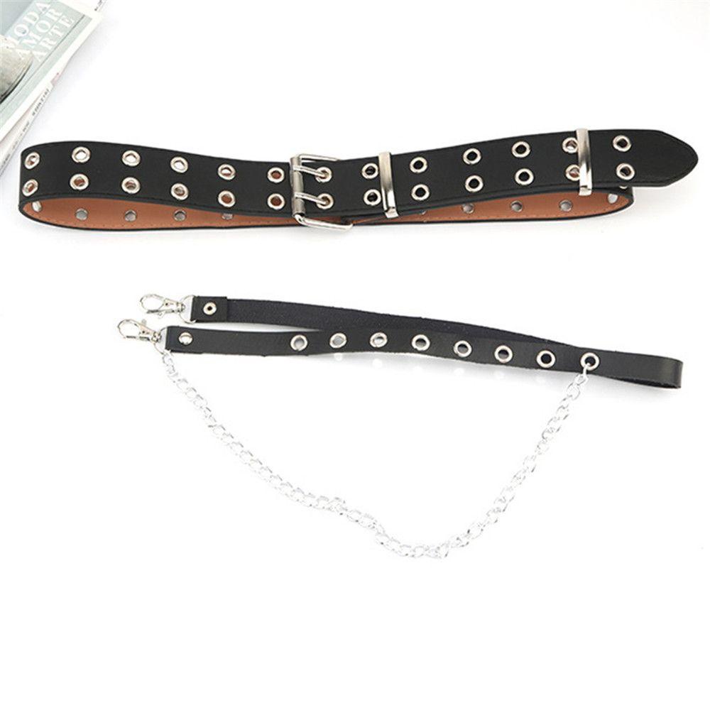Orientli 2 Cái|Set 3 Dây Thắt Lưng Hai Hàng Nút Phối Dây Xích Phong Cách Punk Harajuku Cá Tính