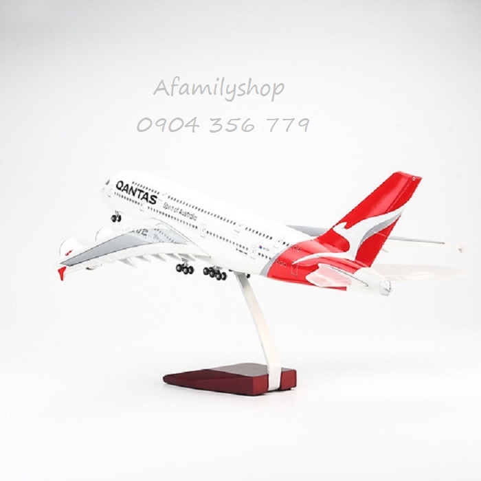 Mô hình máy bay Qantas Airbus A380 47cm có bánh xe và đèn led