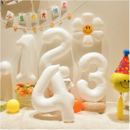 BÓNG SỐ TO TRẮNG SỮA , TRẮNG DÁN DECAL , ĐEN, NHIỀU MÀU CẦU VỒNG BONG BÓNG TRANG TRÍ SINH NHẬT SỰ KIỆN HANA PARTY