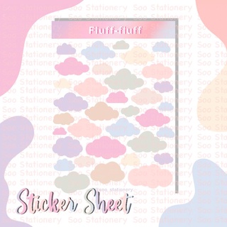 Sticker mây màu pastel Fluff-fluff