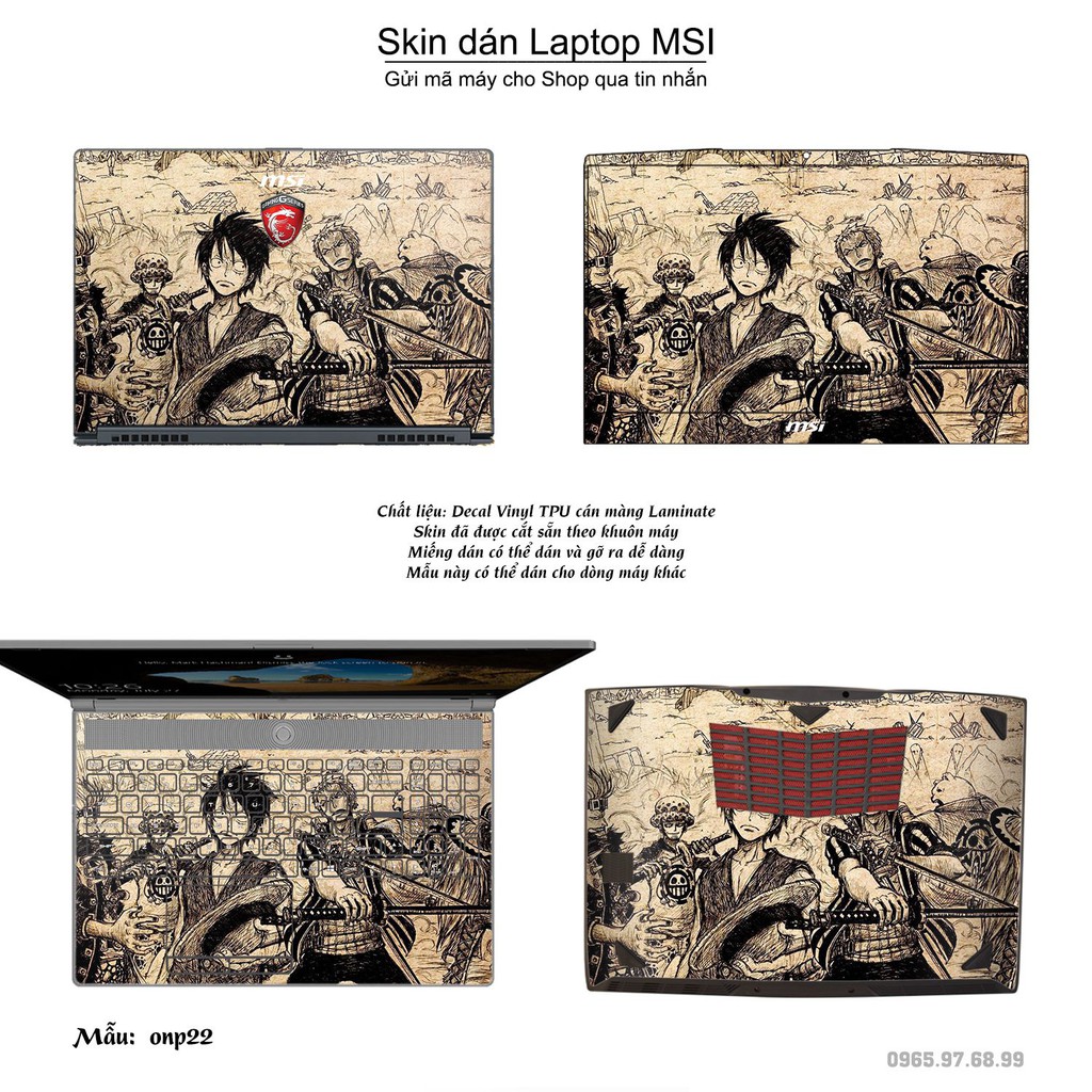 Skin dán Laptop MSI in hình One Piece _nhiều mẫu 21 (inbox mã máy cho Shop)