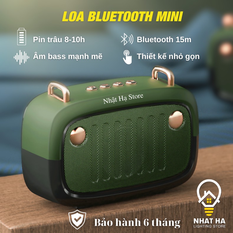 Loa Bluetooth Mini Dễ Thương RETRO BS32, Loa Nghe Nhạc Bluetooth Hỗ Trợ Thẻ Micro SD, USB, Nghe đài FM