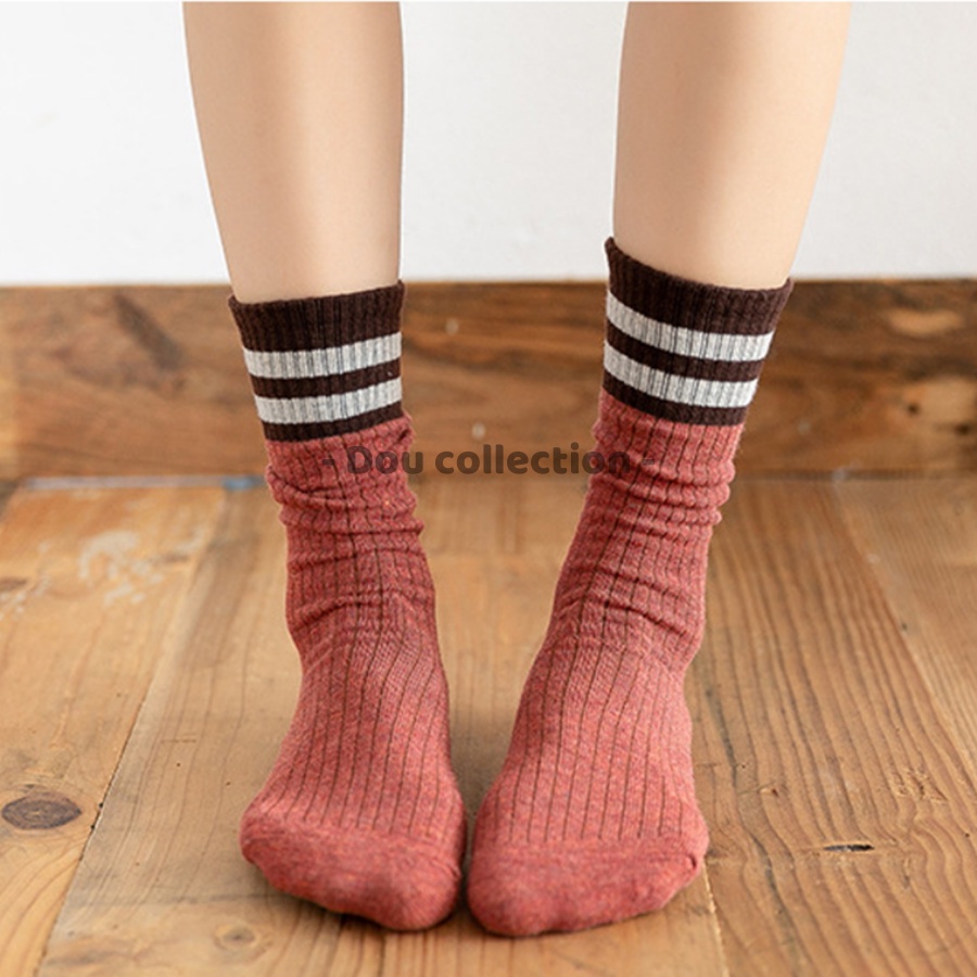 [Nowship2h] Vớ Tất Nữ Cổ Cao Cotton Trơn Cổ Sọc Thời Trang Thu Đông Phong Cách Nhật Bản Dễ Thương Nhiều Màu - Mã TV029