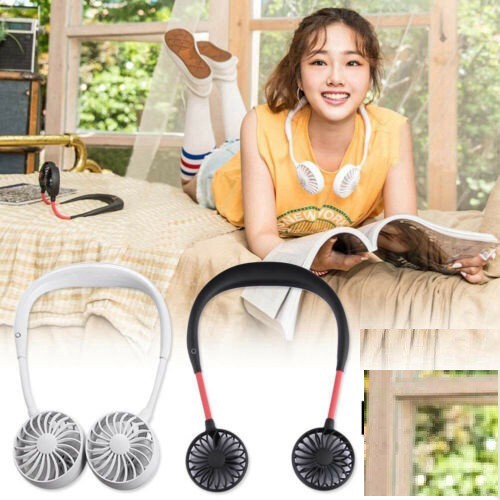 Quạt đeo cổ, quạt tích điện, có cổng sạc USB mẫu mới