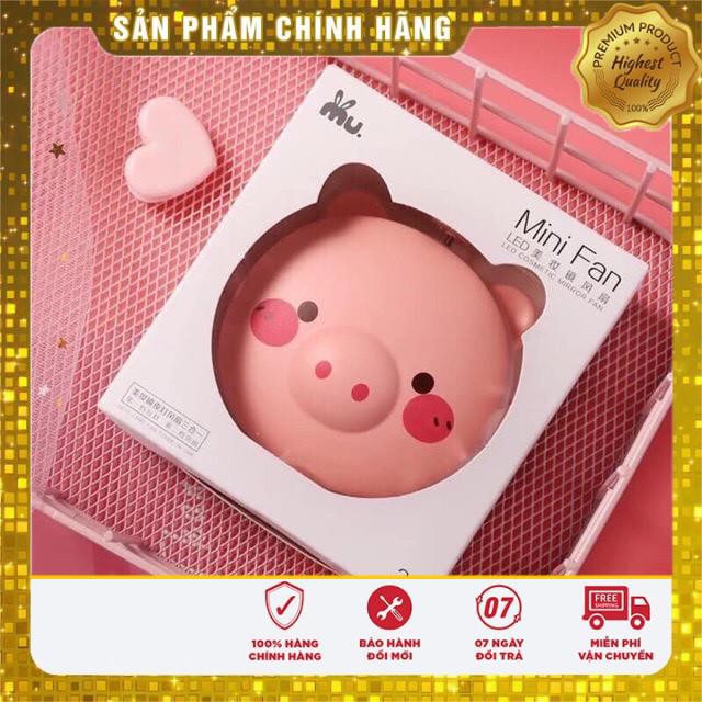QUẠT CẦM TAY MINI HÌNH CON HEO ĐA NĂNG 3 TRONG 1 CÓ ĐÈN LED CÓ GƯƠNG ĐỂ SOI TIỆN LỢI CHO CÁC BẠN NỮ CỰC KUTE | BigBuy360 - bigbuy360.vn