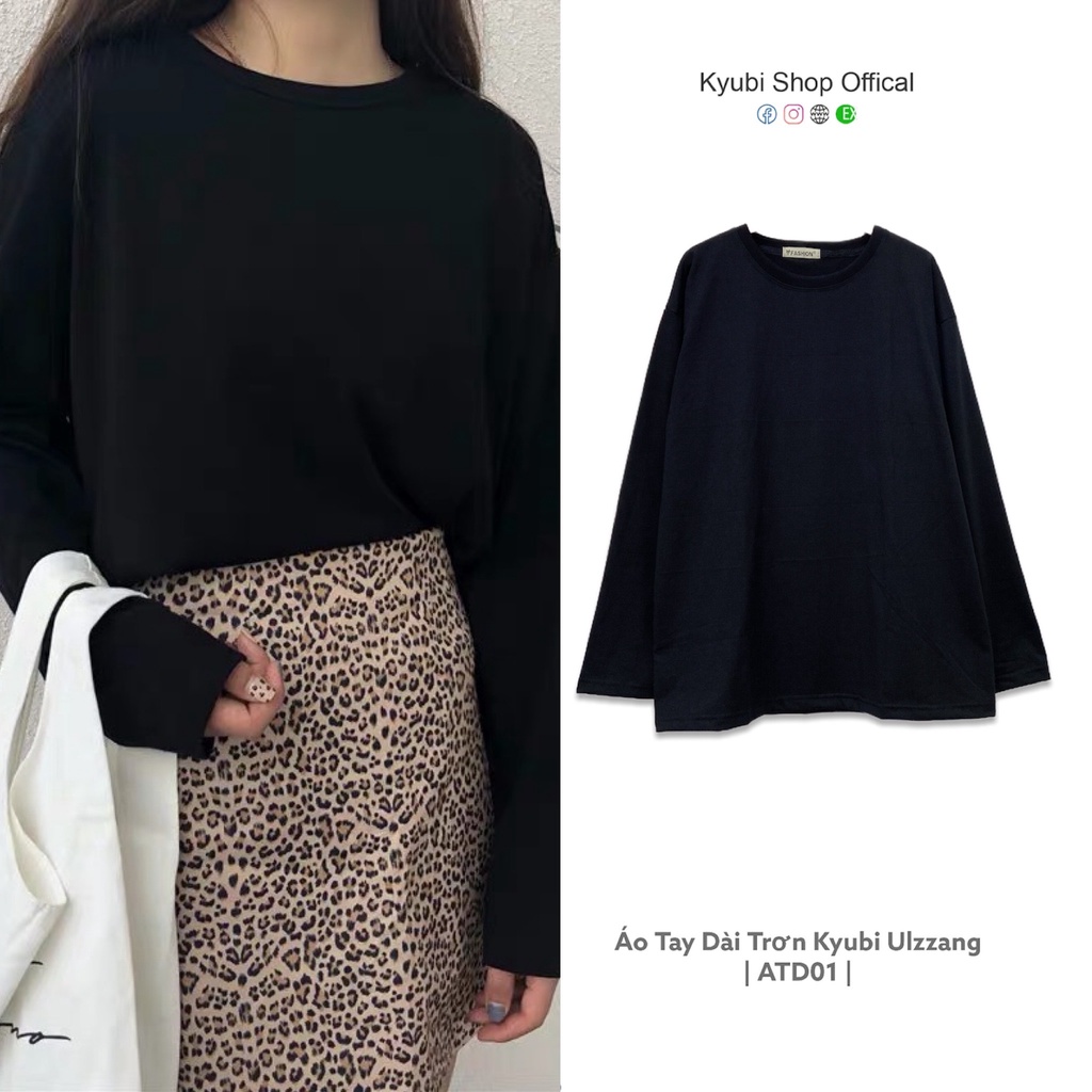 Áo thun DÀI TAY Ulzzang Kyubi Basic Tee phông trơn nữ lỡ form rộng sweater Hàn Quốc - Kyubi ATD01