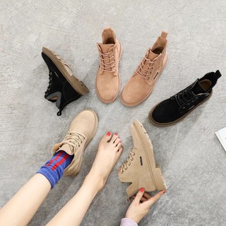 Giày bốt nữ cổ thấp boot martin nữ đế cao 3.5cm chất da cực mịn