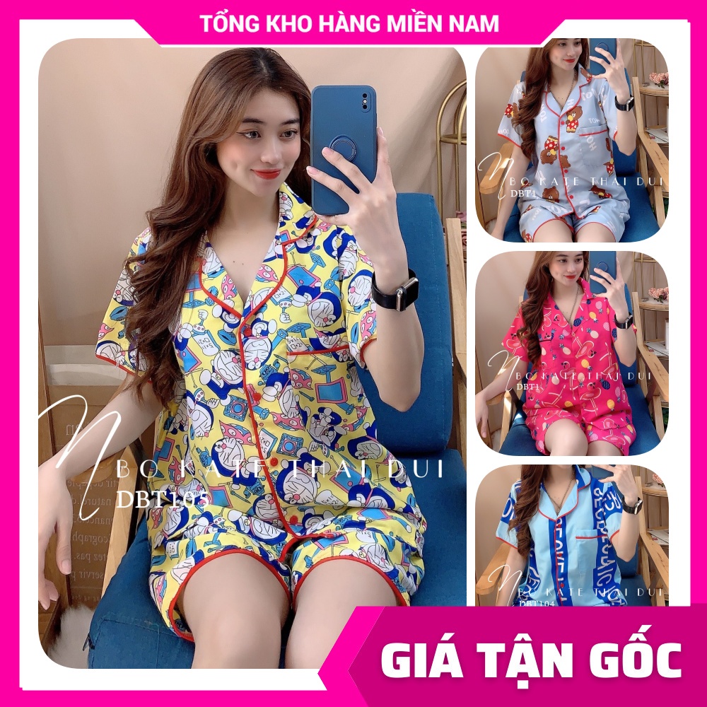 Đồ bộ nữ mặc nhà phom to chất kate thái mềm mịn in doremon kitty hoạt hình dễ thương DBT Thái đùi tổng hợp