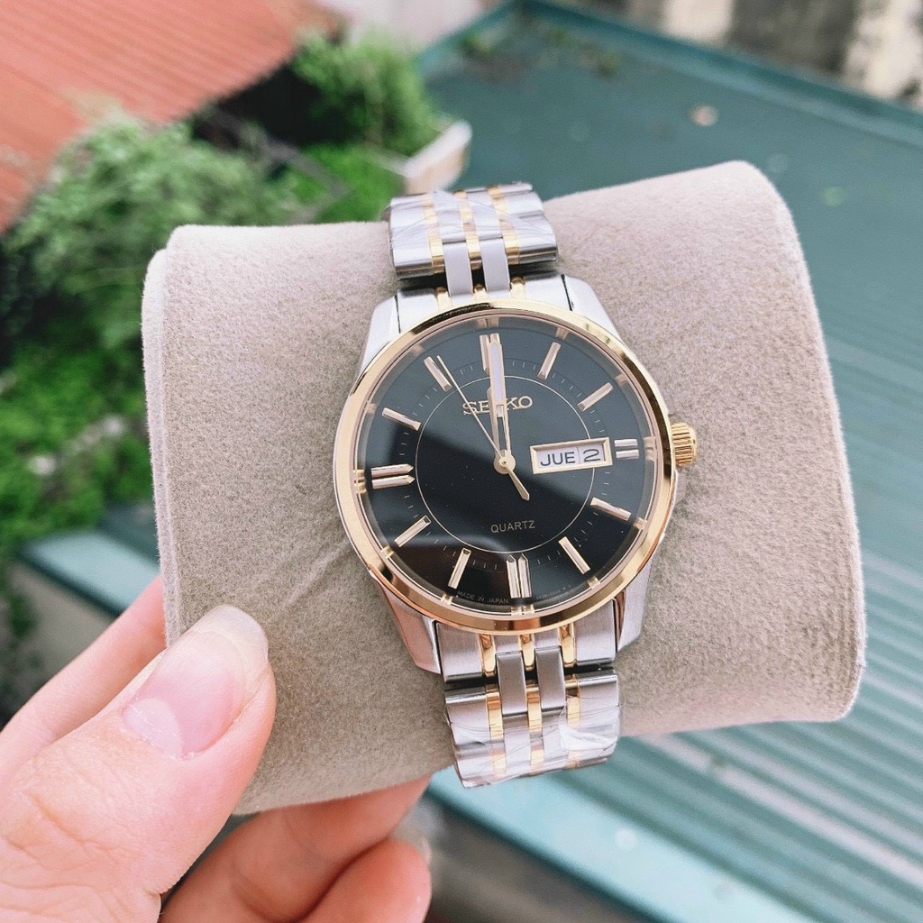Đồng Hồ Nam Seiko Sapphire SK025 Mặt ĐEN Chạy 2 lịch Chống nước, Chống Xước TUYỆT ĐỐI