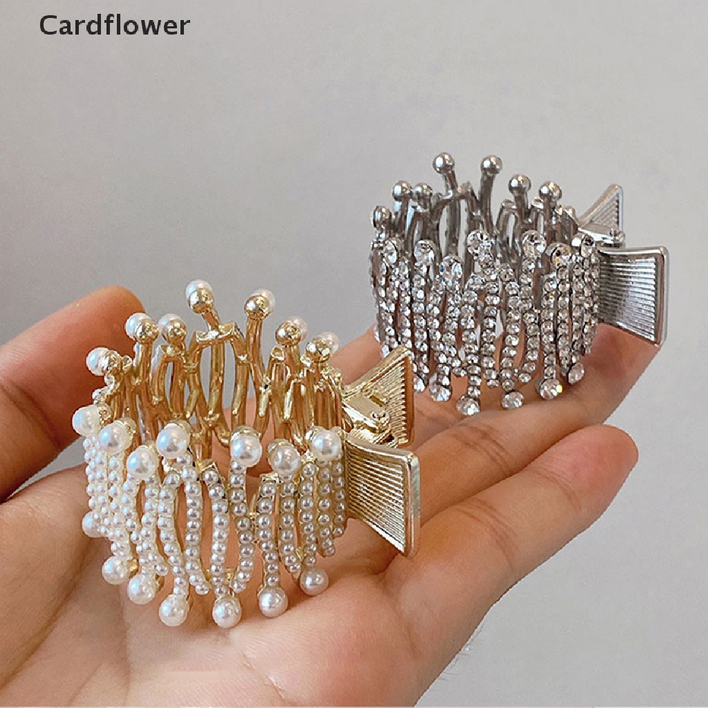 &lt; Cardflower &gt; Kẹp Tóc Đính Đá Ngọc Trai Giả Cao Cấp Cố Định Tóc Đuôi Ngựa Cải Tiến