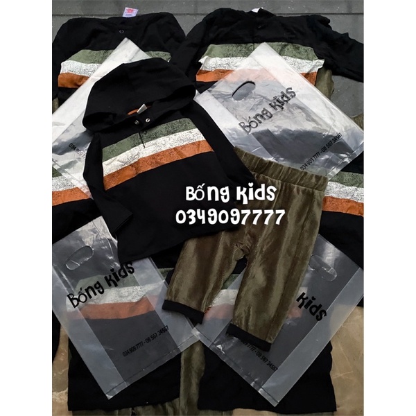 Bộ Hoodie Bé Trai Đen Rêu PLoBaby