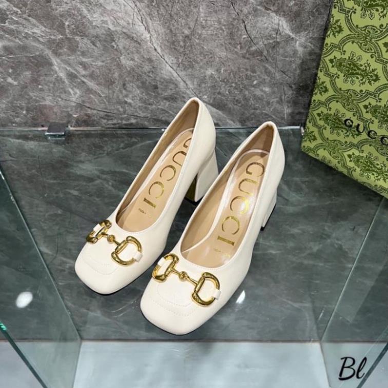 Giầy Gucci Gót Trụ 2 Màu Trắng Đen Full Size 35-39